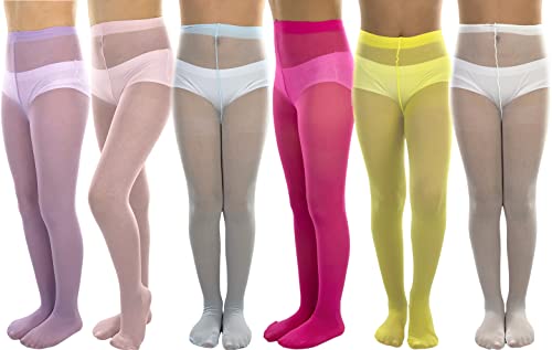 ToBeInStyle Girls to Junior Pack of 6 Opaque Nylon Tights Pantyhose Age: 1-12 Years Old3