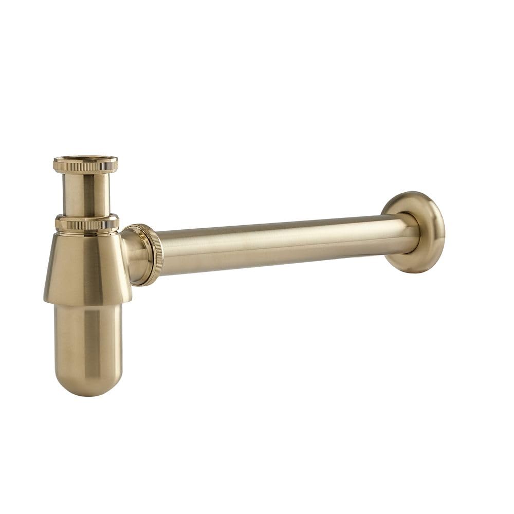 Milano Brushed Brass Elizabeth Bottle Trap For Wall Hung Bathroom Basin Sink