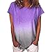 Produktbild U/A Sommer Damen Regenbogen Farbverlauf Druck Farbe T-Shirt Kurzarm Frauen Gr. X-Large, violett