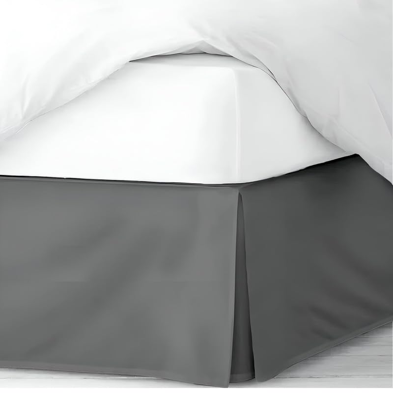 Pleated Bed Skirt (Single Size 36"x78") 18 Inch Drop with Platform Design for Secure Fit, Split Corners, Wrinkle-Resistant Microfiber for Modern Stylish Look, Tailored Bedding Looks - Dark Grey-picture-13