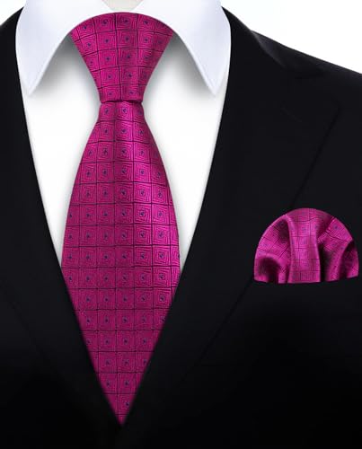 Image of HISDERN Mens Tie Set Classic Woven Ties and Pocket Square Cufflinks Set Formal Business Wedding Neckties Handkerchief