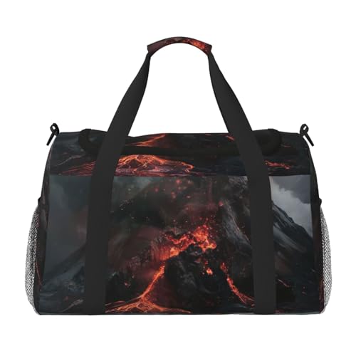 volcano Print Daily essentials Large Capacity Hand Carry Bag for Weekend Getaways style Bags