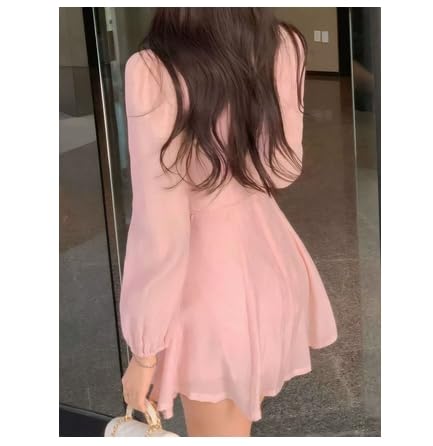 Square Neck Elegant Dress for Tall Women Puff Skirt Dress with Asymmetrical Design2