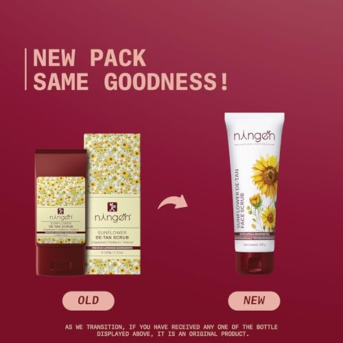 Ningen Sunflower De-tan Scrub I Infused with Grapeseed, Mulberry & Walnut I Dermatologically Tested, Paraben Free I Moisturizes, Exfoliates and Removes Tan I 100g, White - Image 3 thumbnail