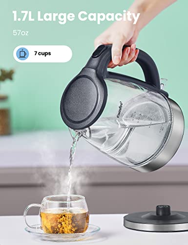 COMFEE-Glass-Electric-Tea-Kettle-Hot-Water-Boiler-17L-Cordless-with-LED-Indicator-1500W-Fast-Boil-Auto-Shut-Off-and-Boil-Dry-Protection