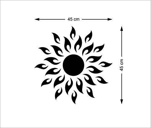 Wall1ders - Sun 1.5 Feet Golden 3D Mirror Stickers for Wall Large Size, 3D Wall Mirror Sticker, Mirror Wall Stickers for Living Room, Hall, Bed Room, Home & Offices, Acrylic, 45 cm x 45 cm