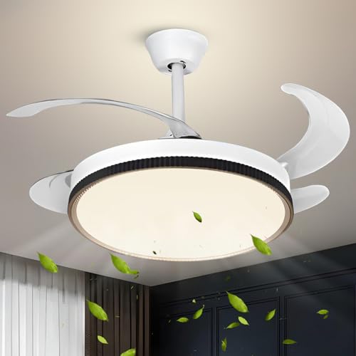 Smartway®- Moire 65W Ceiling Fan Chanderlier | BLDC Noiseless Motor | Retractable Bladel LED Light | 3 Color Modes | Remote, App & Voice Control | Modern Fan Light for Living Room & Bedroom