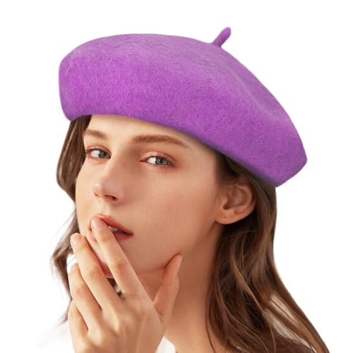 Image of Klong Women Wool Beret Hat French Style Solid Color