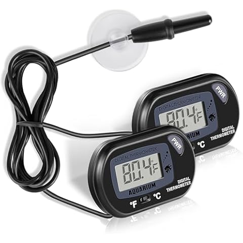 NEPTONION Aquarium Thermometer LCD Digital Aquarium Thermometer with Suction Cup Fish Tank Water Terrarium Temperature for Fish and Reptiles Like Lizard and Turtle Cover