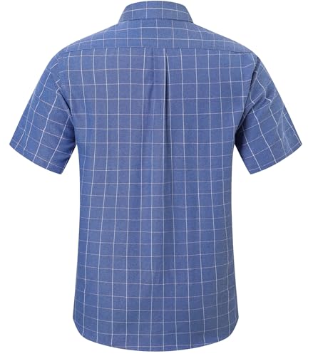 Image of SANGTREE Men & Boy Striped Multicolor Oxford Cotton Shirt,Comfortable Fit,Short Sleeve Collared Shirt