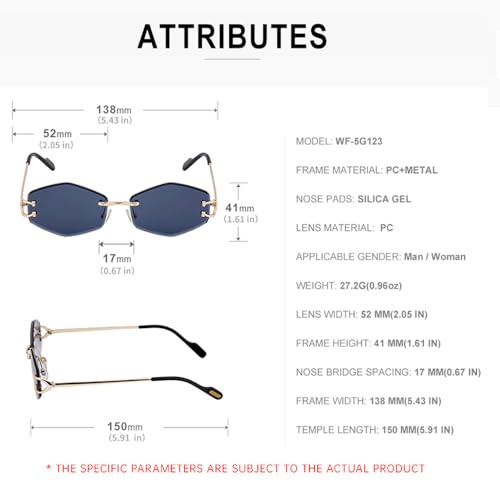 Lunettes de soleil hexagonales sans bords légères contre la fatigue