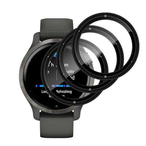 Lutree para Garmin Venu 2S Protector de Pantalla, 3 Piezas 3D Cobertura Completa Sin Burbujas Anti-Arañazo, Transparente HD Flexible Película Protectora