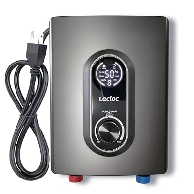 LECLOC Mini Tankless Instant Hot Water Heater Under Sink 3kW 120V Plug In, Large LED Digital Display with Big Control Knob, IPX4, Multi-Protection, 30-55? Thermostatic On Demand Electric Water Heater