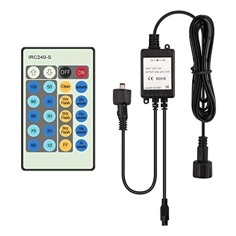 Moobibear 24-Key LED Copper String Lights IR Remote Controller with DC12V-24V Controller Box for 99ft / 164ft Plug in Fairy Lights Cover