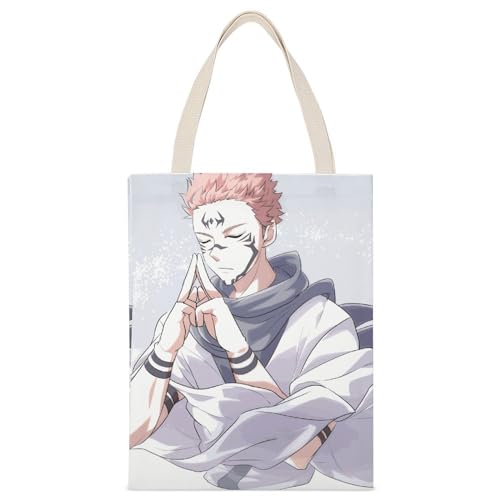 呪術廻戦 両面宿儺 トートバッグ キャラクター ショルダーバッグ 大容量 かばん 可愛い ショルダーバッグ キャンバス トートバッグ エコバッグ 大容量 手提げ袋 収納可能 男女兼用 ポータビリティ 仕事用 ショッピング おみやげ 人気アイドルアニメのキャラクター