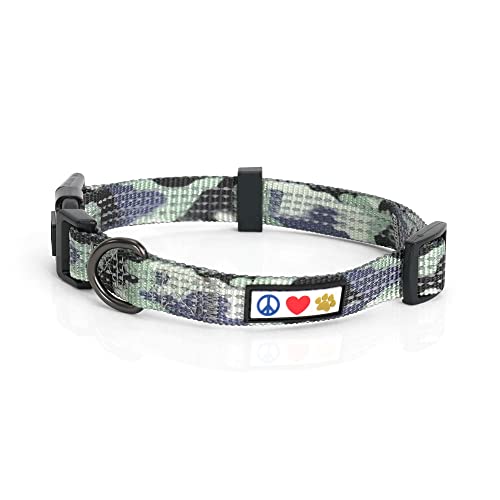 Pawtitas Collier chien reflechissant avec couture camouflage gris