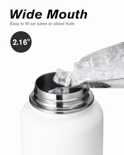 Image of Coolflask 40 oz Water Bottle Insulated with Straw & 3 Leakproof Lids