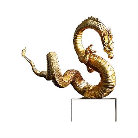 FEIYIYANG Skulptur Deko Pure Kupfer Goldene chinesische Drachenstatue Drache Modell High-End-Handwerk Büro Home Decoration Ornamente High-End Geschenke Skulpturen/Statuen Cover