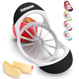 SCHVUBENR 4.72 Inch Large Apple Slicer with 12 Blades – Professional Apple Cutter – Stainless Steel Apple Corer – Sharp Apple Slicer and Corer – Apple Corer Tool – Dishwasher Safe(Black)