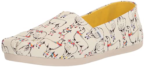 Image of TOMS Women's Alpargata 3.0 Espadrille, Ivory Floral Llamas Print,9