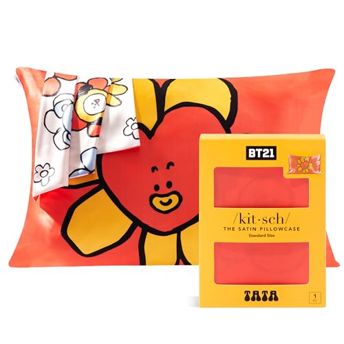 Kitsch x BT21 - Funda de almohada de satén con cremallera para cabello y piel, más...