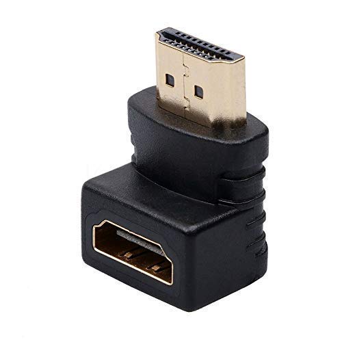 Mbuys Mall L-Type HDMI Extension 90 Degree HDMI Adapter 4K Male to Female HDMI Connector Extender Right Angle (Black) (Pack of-01)