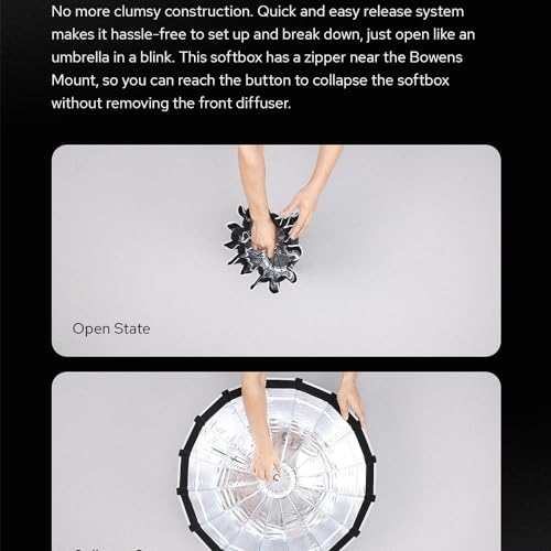 Godox S120T - Softbox de liberación rápida de 120 cm con rejilla de panal, caja de luz plegable extraíble con soporte Bowen, difusores para fotografía, Speedlite, flash de estudio, monolight - imagen 5