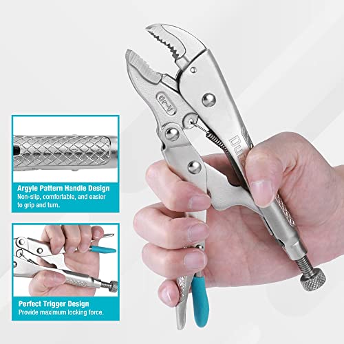DURATECH 7-Inch Locking Pliers, Premium Cr-V Construction, Curved Jaw Locking Pliers with Wire Cutter, Fit for Clamping Twisting Welding - Image 5