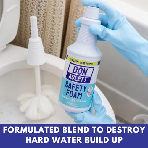 Image of Don Aslett Johnny Mop & Safety Foam Toilet Bowl Cleaner (Two 32 Oz Bottles) Set | Acidic Detergent and Deodorizer | 14 inch Handle to Easily Clean Toilet or Shower | Scratch Free Bowl Swab