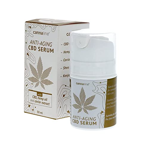 Cannaline Crema Anti-Edad y Anti-Arrugas con CBD, Aceite de Cannabis y Extracto de Caviar - 100% Natural y Orgánica, Efecto Instantáneo - 50 ml