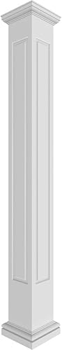 Miniatura 9 de Ekena Millwork CC1208ENRMIMI Craftsman Kit de columna de PVC cuadrado clásico no cónico con panel elevado de PVC, capital de misión y base de