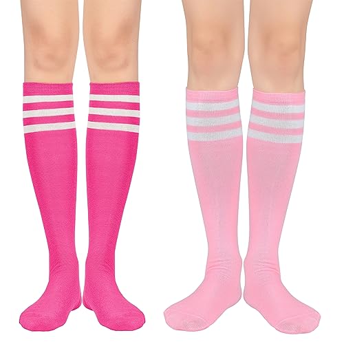 Image of Century Star 2-Pack Long Knee High Socks for Women-Mixed Striped Tube Socks Causal Stockings