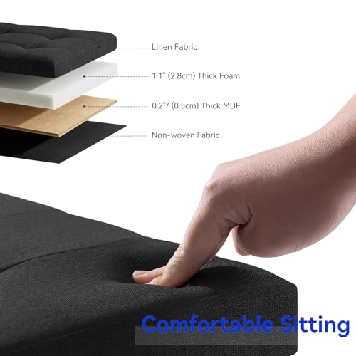 Image of BRIAN & DANY 43 Inches Folding Storage Ottoman Bench, Ottoman with Storage Bench for Bedroom, Living Room, Entryway, Foot Rest with Legs, Black