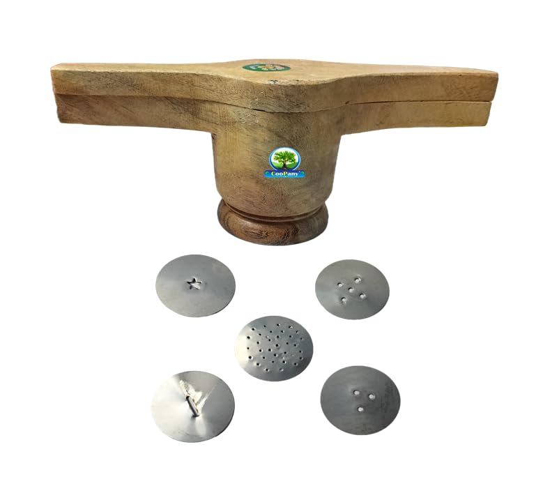 Image of Wooden Muruku Maker /Namkeen Maker /Chakli Murukku Maker Multi Use Kitchen Tools with 5 Jali