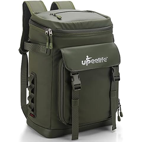 Upeelife Kühlrucksack 30L mit Picknickdeck Befestigungsband, Wasserdichter Picknickrucksack Kühltasche Gross Rucksack zum Kühl, Warm und Frisch von Speisen beim Camping Wandern Strand Angeln Grün Cover