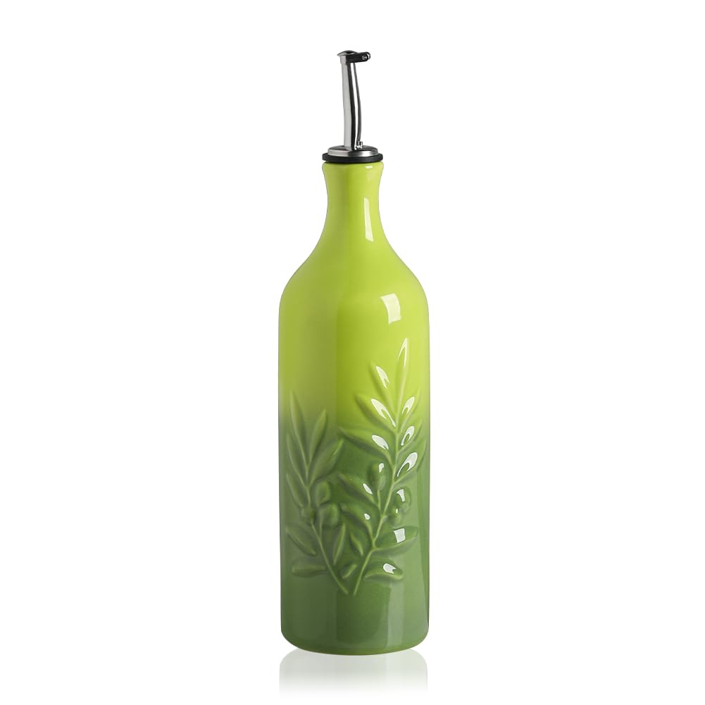 Sweejar Große Keramik-Olivenöl-Spenderflasche, 680 ml, deckende Ölmenge, schützt Öl zur Reduzierung von Oxidation, Aufbewahrung, Essig, Sojasauce, Kaffeesirup, Flüssigkeiten, 1 Stück (Farbverlauf)