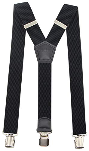 Timiot Premium Men's Y-Back Suspenders Stretch Perfect 1.5" Width for Work Style Formal Strong Heavy Duty Clips