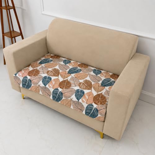 Image of Homerz Premium Printed Quilted Velvet Sofa Slip Cover Protector with Tassels, Sofa Mat, Exact Size, Antislip Cover (Folia, 2 Seater, Half)