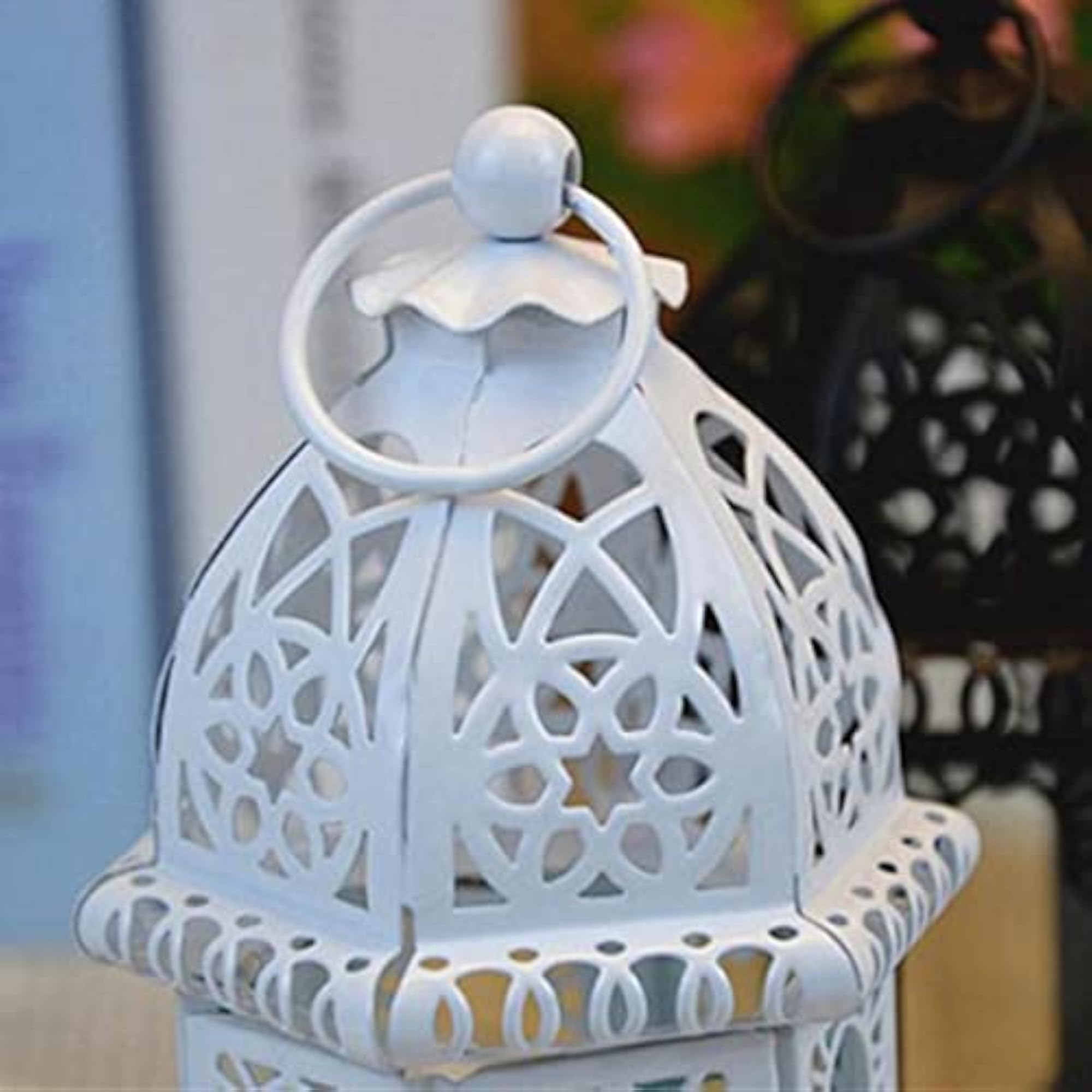 Glass Tealight Candle Holder Wrought Iron Lantern