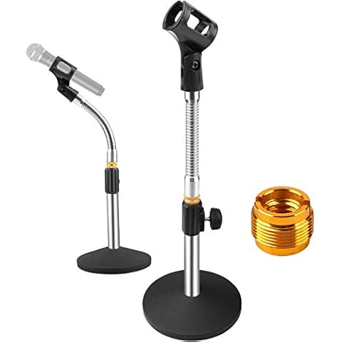 Eison Microphone Stand Desk Mic Stand Desktop Microphone Stand Adjustable Tabletop Microphone Stand with Gooseneck Mic Clip 5/8" Male to 3/8" Female Screw for Blue Yeti Snowball Christmas gift Cover