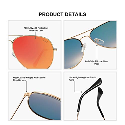 Aviator Sunglasses for Men Women, Polarized Mirrored UV400 Lenses, Lightweight, Stylish & Classic for Driving & Outdoors4