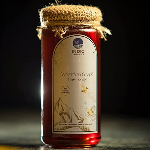 Image of Indic Organics Western Ghats Raw Wild Forest Honey | Wild-Flower, Unprocessed, Unheated & Unpasteurized | Produced by Non-Sugar Fed Bees, 650 gm (Wild Forest, 650 Gm)