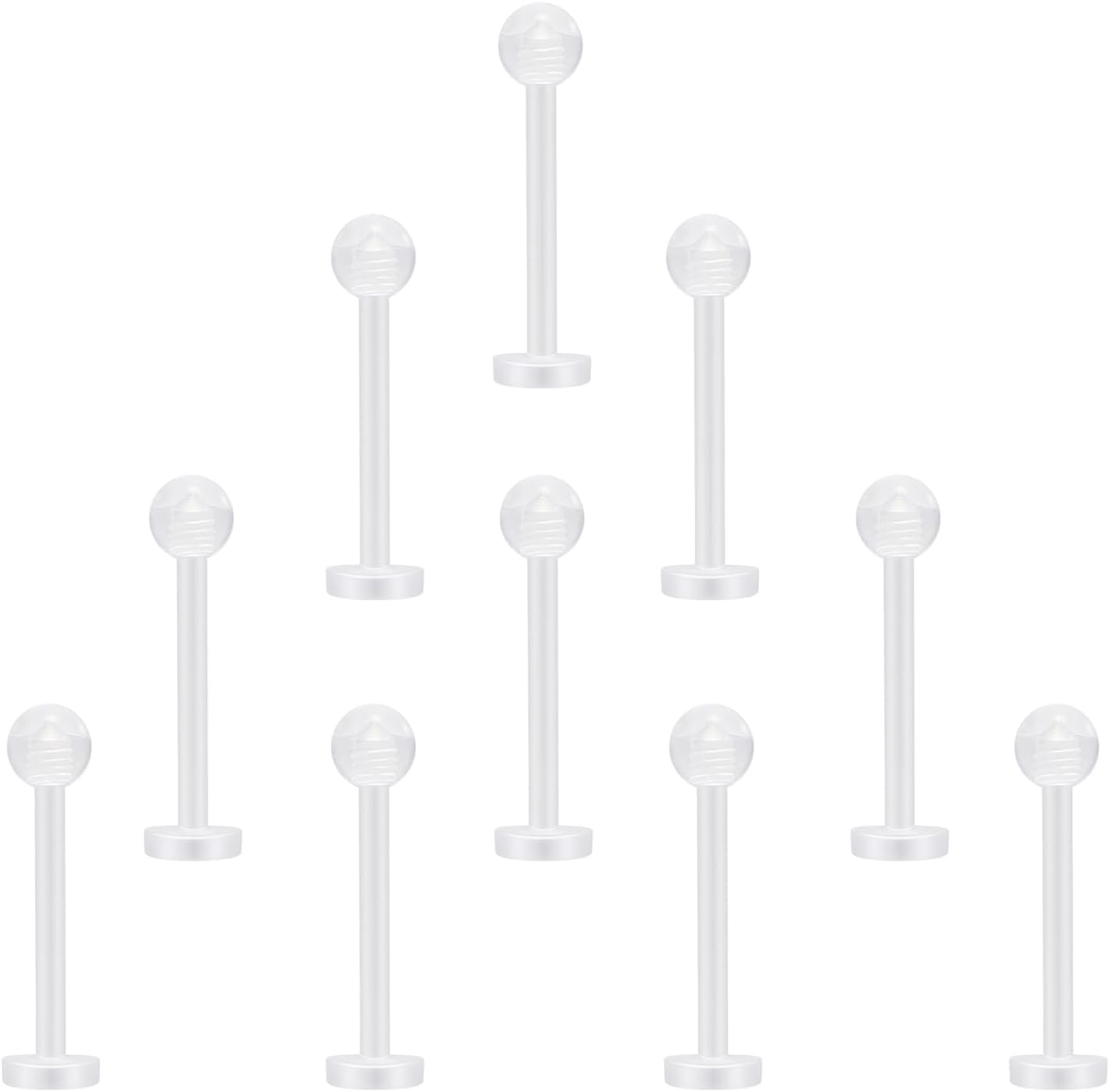 8G/10G/12G/14G/16G/18G Bioplast Clear Flat Tongue Nipple Ring Flexible Retainers Spacers Labret Bar