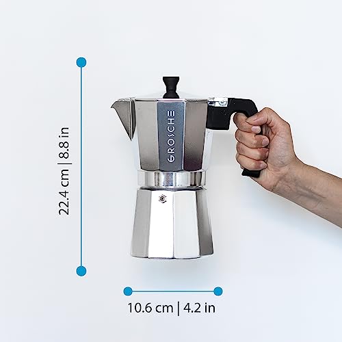 Image of GROSCHE Milano Moka Pot | 9 Espresso Cup - 15.2 oz | Stovetop Espresso Percolator & Coffee Maker - Portable, Ideal for Home and Camping