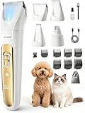 【れ味バツグン】犬 バリカン 猫 バリカン Pro用 全身カット対応/LEDライト付き トリミングの細部性UP/爪·体·顔周り·お尻周り·足裹/小型犬·大型犬·猫·対応/低騒音 4種類替刃付属 ガイドコーム8個付き/充電式コードレス モデルFC10