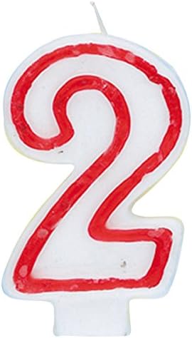 Unique Party 360-2 Birthday Candle Number 2-5.44" Border | 1 Pc, Red/White, 5.44"