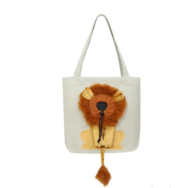 Sac à bandoulière pour chat lion sac transport chien toile fourre-tout gris