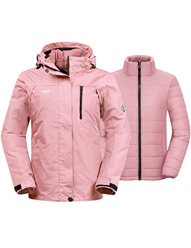 Wantdo Women's Mountaining Ski Jacket Wind Resistant Thick Winter Parka Coral XL
