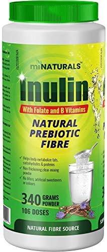 miNATURALS Pure Inulin Fiber Powder - Natural Prebiotic Fibre Supplement (340g - 106 Doses) - Folate and B Vitamins
