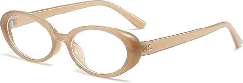 JOVAKIT Lentes ovalados con bloqueo de luz azul para mujeres y hombres, estilo vintage de los años 90, estilo retro ovalado